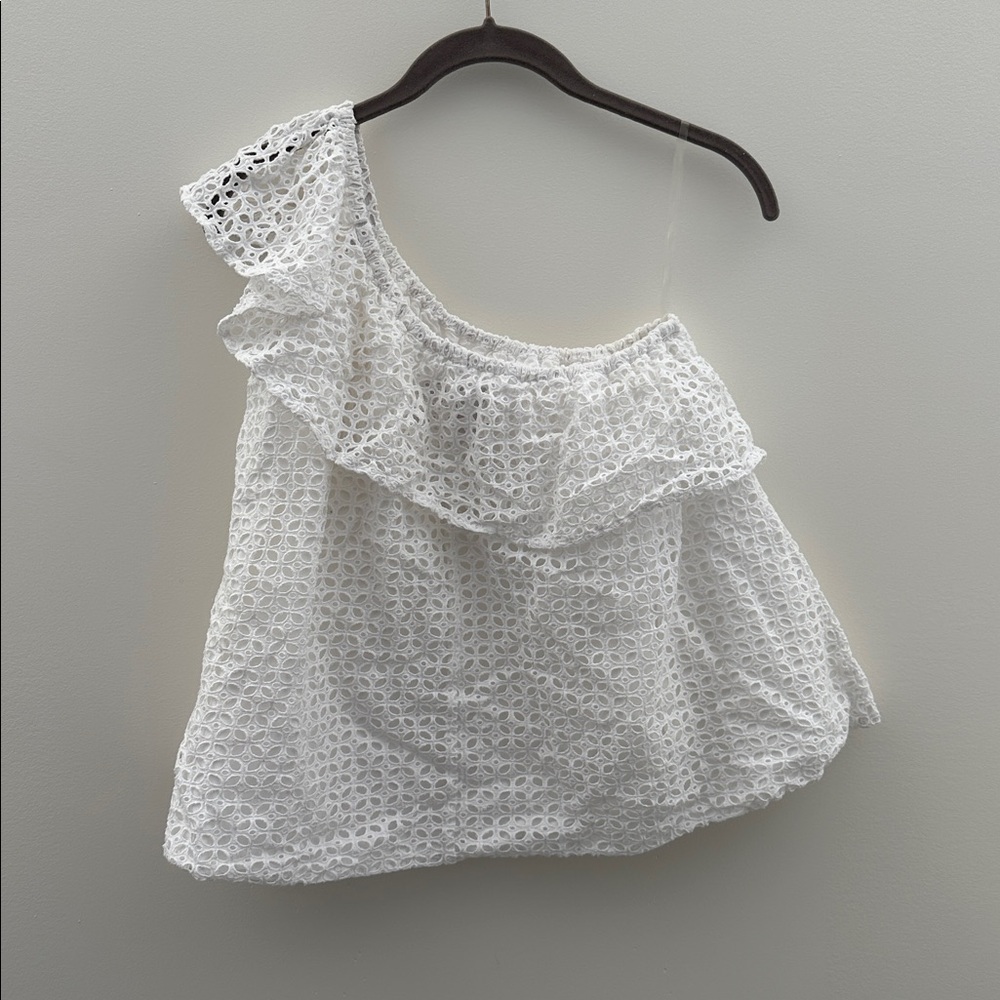 Lauren James one shoulder eyelet top